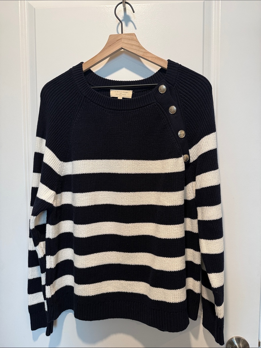Sezane Gary Jumper Navy / Ecru - Size XXL